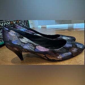 Vintage 80s 90s TENDER TOOTSIES heels pumps metallic colorful rare retro US9.5